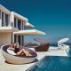 Daybed rond pivotant sans pare-soleil et avec pare-soleil ULM Vondom