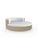 Daybed beige ULM Vondom Ø 180 cm pivotant avec dossier fixe, coussins blancs