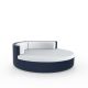 Daybed bleu marine ULM Vondom Ø 180 cm pivotant avec dossier fixe, coussins blancs