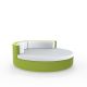 Daybed pistache ULM Vondom Ø 180 cm pivotant avec dossier fixe, coussins blancs