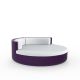 Daybed violet ULM Vondom Ø 180 cm pivotant avec dossier fixe, coussins blancs