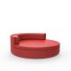 Daybed rouge ULM Vondom Ø 180 cm pivotant avec dossier fixe, coussins coordonnés