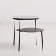 Table basse ronde DUO Woud, 1 plateau verre fumé + 1 plateau métal noir