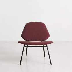 Fauteuil lounge rembourré revêtu tissu bordeaux LEAN Woud