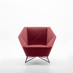 Fauteuil 3ANGLE Prostoria, tissu fraise 653 Divina MD