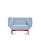 Fauteuil bleu ciel 38 SEGMENT Prostoria, pieds rouges