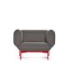 Fauteuil taupe 02 SEGMENT Prostoria, pieds rouges