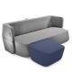 Pouf repose-pied bleu denim 42 et canapé convertible REVOLVE Prostoria