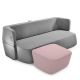 Pouf repose-pied rose 19 et canapé convertible REVOLVE Prostoria