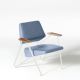 Fauteuil cuir bleu Elmosoft POLYGON Prostoria, pieds blancs