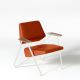 Fauteuil cuir orange Elmosoft POLYGON Prostoria, pieds blancs