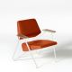 Fauteuil cuir orange Elmosoft POLYGON Prostoria, pieds blancs