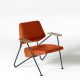 Fauteuil cuir orange Elmosoft POLYGON Prostoria, pieds anthracite