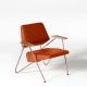 Fauteuil cuir orange Elmosoft POLYGON Prostoria, pieds cuivre