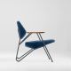 Fauteuil salon design POLYGON Prostoria, tissu bleu nuit 112 et pieds anthracite