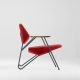 Fauteuil salon design POLYGON Prostoria, tissu rouge 120 et pieds anthracite