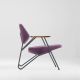 Fauteuil salon design POLYGON Prostoria, tissu violet 148 et pieds anthracite