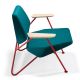 Fauteuil design POLYGON Prostoria, tissu rembourré avec pieds laqués rouge (sur demande)