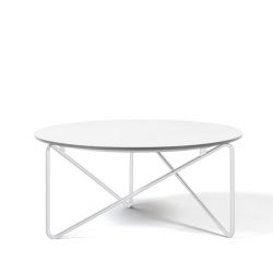 Table basse de salon POLYGON Prostoria, pied blanc et plateau blanc