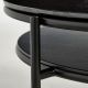 Détail du double plateau de la table de salon ovale VERDE Woud, plateau rond en marbre noir