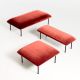 Banc, banc long et pouf rembourrés NAKKI Woud, velours Harald corail