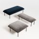 Banc, banc long et pouf rembourrés NAKKI Woud, velours Harald bleu nuit et taupe