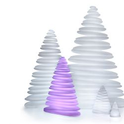 Sapin design lumineux CHRISMY hauteur 1m Vondom, lumière LED RVB avec lampes sapins de hauteurs variées