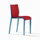 Chaise rembourrée NASSAU 533 M Metalmobil, chassis bleu ciel, tissu Go-Couture rouge