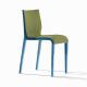 Chaise rembourrée NASSAU 533 M Metalmobil, chassis bleu ciel, tissu Go-Couture vert olive