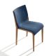 Chaise rembourrée NASSAU 533 M Metalmobil, chassis terre de Sienne, tissu Medley bleu turquin