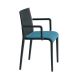 Fauteuil rembourré NASSAU 534 N Metalmobil, chassis anthracite, tissu Go-Couture bleu