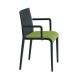 Fauteuil rembourré NASSAU 534 N Metalmobil, chassis anthracite, tissu Go-Couture vert olive