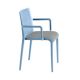 Fauteuil rembourré NASSAU 534 N Metalmobil, chassis bleu ciel, tissu Go-Couture blanc