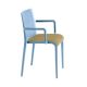 Fauteuil rembourré NASSAU 534 N Metalmobil, chassis bleu ciel, tissu Go-Couture châtain