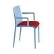 Fauteuil rembourré NASSAU 534 N Metalmobil, chassis bleu ciel, tissu Go-Couture rouge