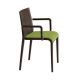 Fauteuil rembourré NASSAU 534 N Metalmobil, chassis moka, tissu Go-Couture vert olive