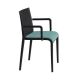 Fauteuil rembourré NASSAU 534 N Metalmobil, chassis noir, tissu Go-Couture pétrole clair