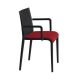 Fauteuil rembourré NASSAU 534 N Metalmobil, chassis noir, tissu Go-Couture rouge