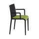 Fauteuil rembourré NASSAU 534 N Metalmobil, chassis noir, tissu Go-Couture vert olive