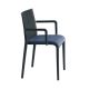 Fauteuil rembourré NASSAU 534 N Metalmobil, chassis anthracite, tissu Medley bleu turquin