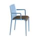 Fauteuil rembourré NASSAU 534 N Metalmobil, chassis bleu ciel, tissu Medley brun