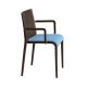 Fauteuil rembourré NASSAU 534 N Metalmobil, chassis moka, tissu Medley bleu ciel