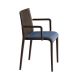 Fauteuil rembourré NASSAU 534 N Metalmobil, chassis moka, tissu Medley bleu turquin