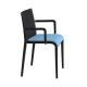 Fauteuil rembourré NASSAU 534 N Metalmobil, chassis noir, tissu Medley bleu ciel