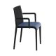 Fauteuil rembourré NASSAU 534 N Metalmobil, chassis noir, tissu Medley bleu turquin