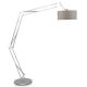 Lampadaire articulé MILANO XL nickel brossé It's About Romi, abat-jour lin foncé