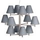 Chandelier 12 branches BONN abat-jours coniques gris clair h 7 cm It's About Romi