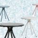 Tables de jardin rondes RAY CAFE Woud, coloris charbon, blanc, bleu et rose