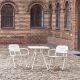 Table de jardin carrée RAY CAFE et chaises RAY Woud, coloris blanc