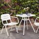 Table de jardin carrée RAY CAFE et chaises RAY Woud, coloris blanc